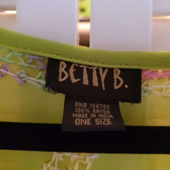 Betty B Lime Green Sheer Embroidered Tunic One Size - Picture 4 of 8